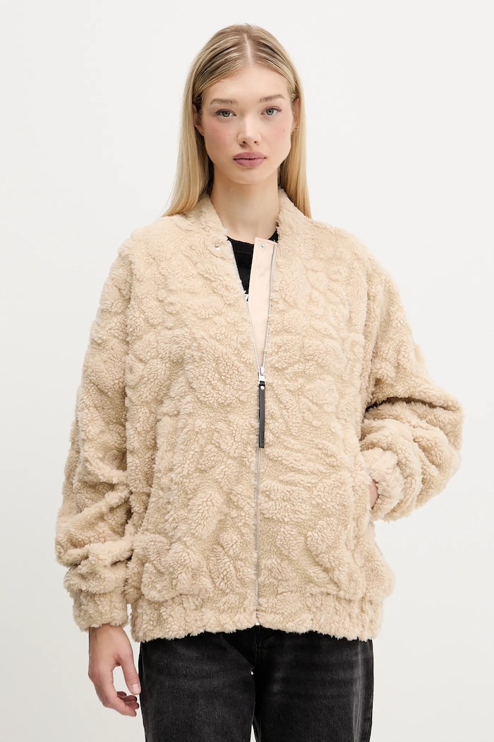 Μπουφάν HUGO Bashinah oversize μπεζ 50546469