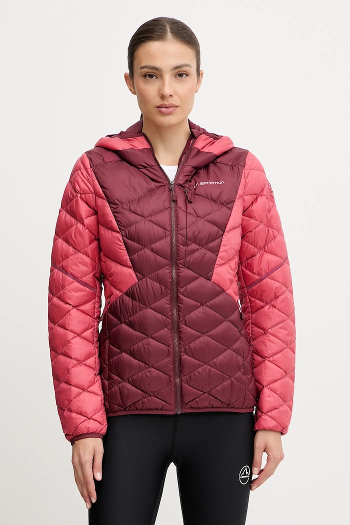 Puhasta športna jakna LA Sportiva Pinnacle Down S kapuco bordo ZASJ098