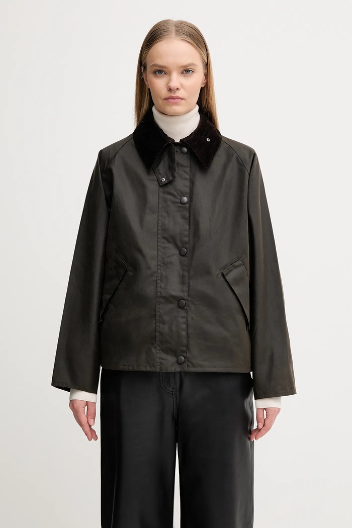 Bavlněná bunda Barbour Transport Wax Jacket nezateplené zelená LWX1410OL71