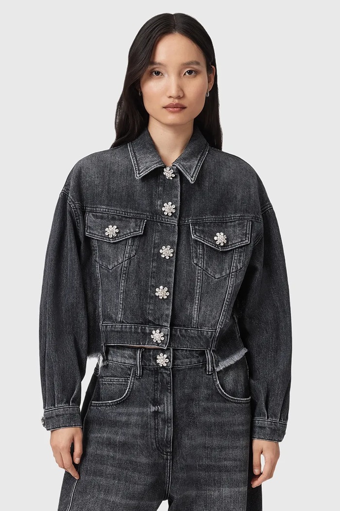 Džínová bunda AllSaints BETH riflovina černá W033OD