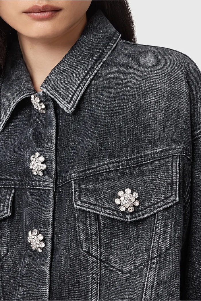 Džínová bunda AllSaints BETH W033OD černá AW25