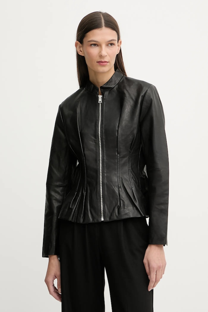 Kožená bunda AllSaints CLO krivák čierna W024LD