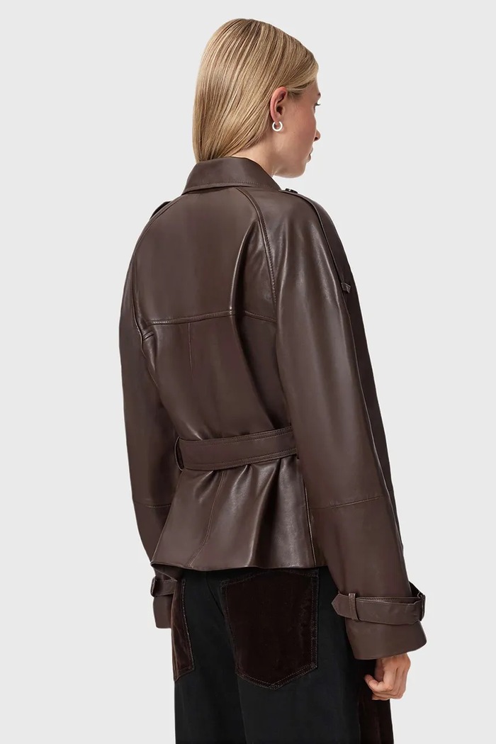 AllSaints trenci din piele REED W035LD maro NC25