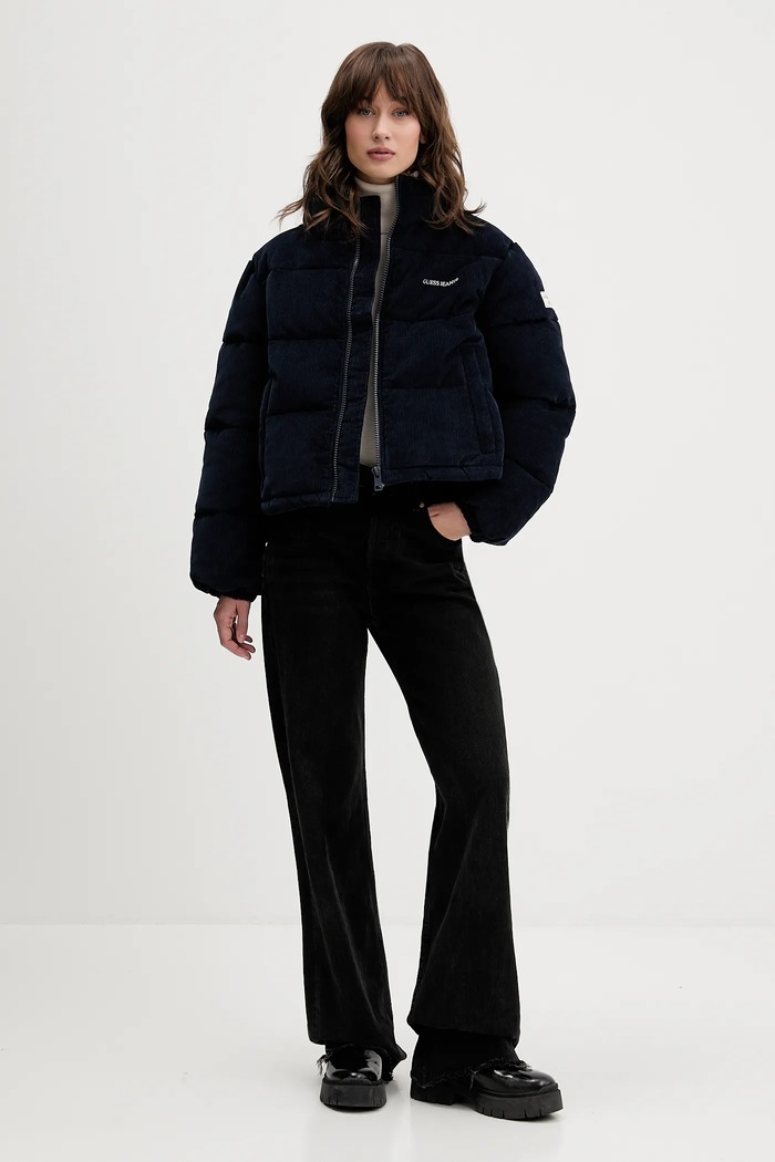 Guess Jeans geacă din velur W5BL17.W2061 bleumarin AW25