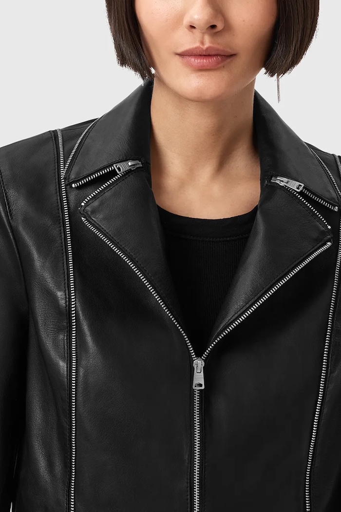 AllSaints bőrdzseki LANDERS W058LD fekete AW25