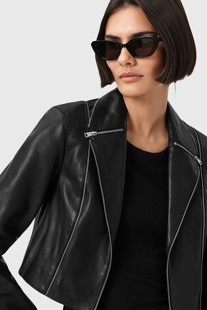 AllSaints bőrdzseki LANDERS W058LD fekete
