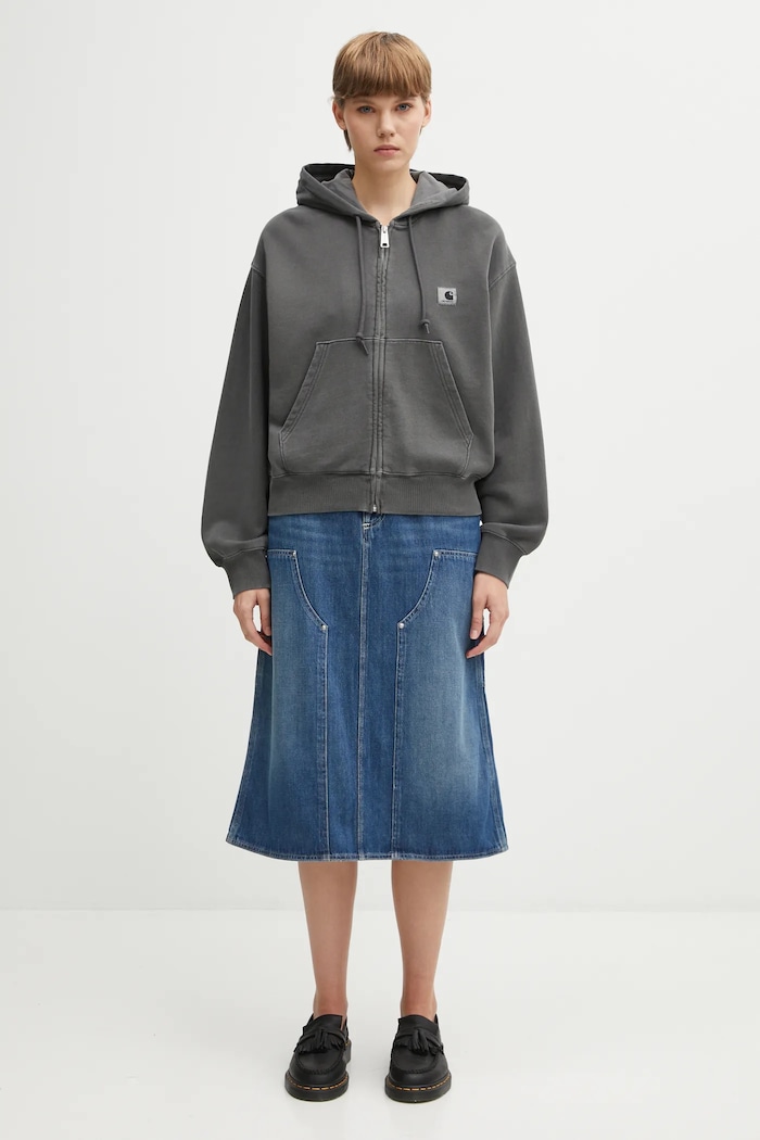 Carhartt WIP cotton sweatshirt W' Hooded Nelson Jacket I033830.89GD gray