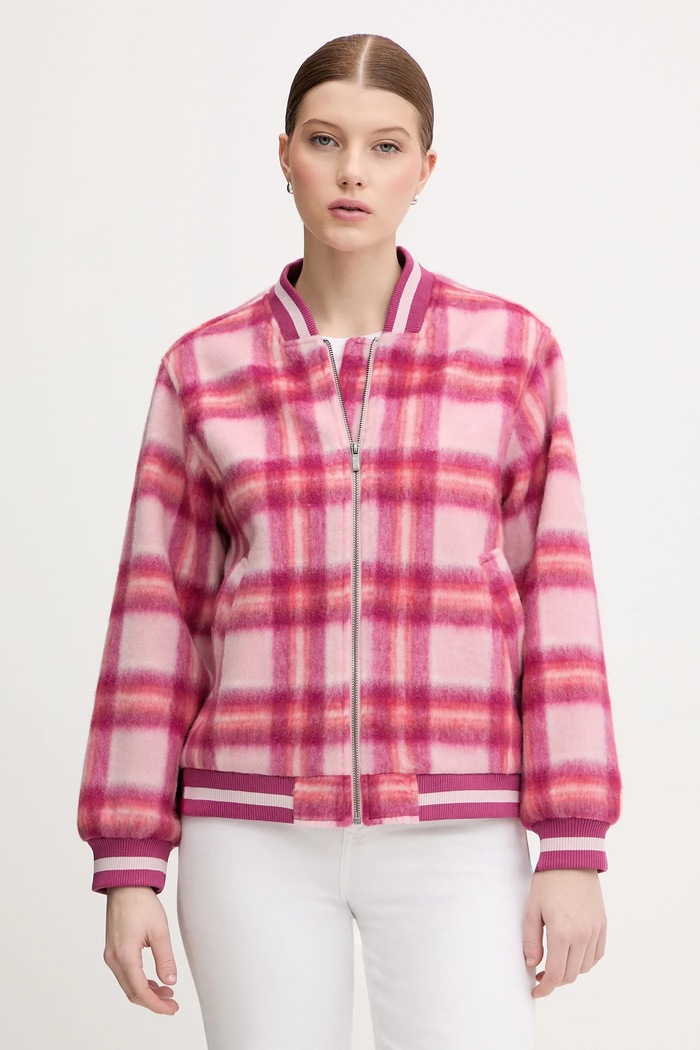 Bomber bunda s prímesou vlny United Colors of Benetton bomber ružová 20G9DN08S