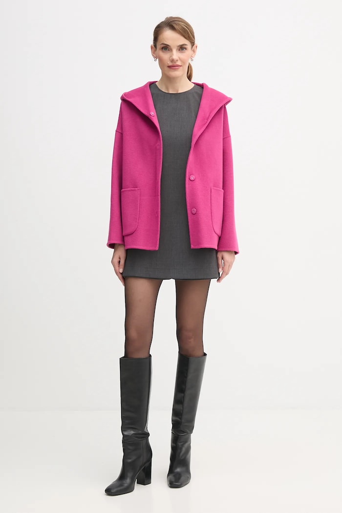 United Colors of Benetton płaszcz z dodatkiem wełny 28F7DN08M różowy AW25