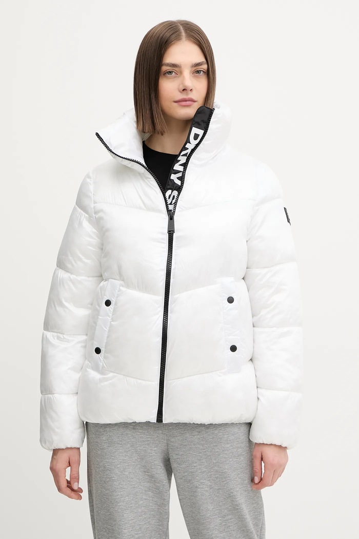 Dkny kurtka OTW - PUFFERS bez kaptura biały DP5J9623
