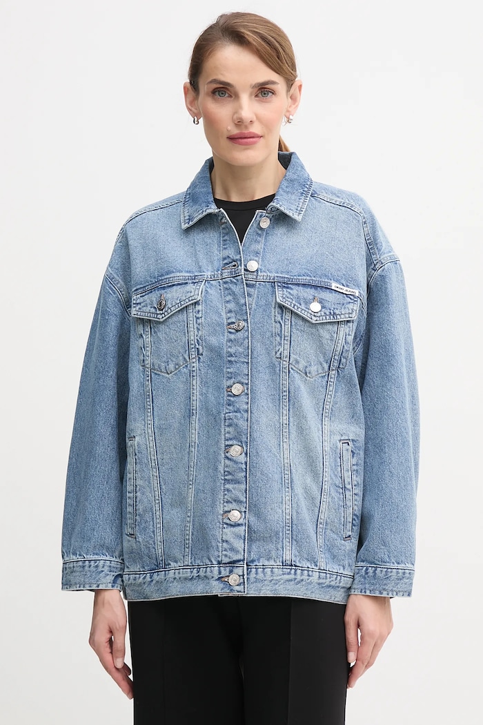 Dkny geacă jeans necaptusit albastru DJ5J6201