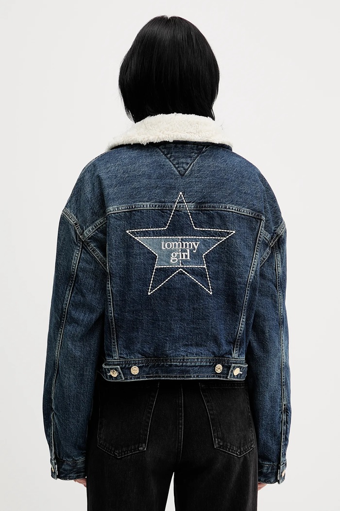 Odzież Tommy Jeans kurtka jeansowa DW0DW22485 granatowy