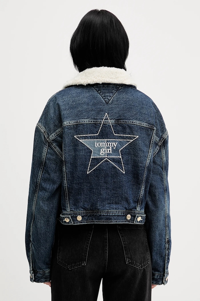 Odzież Tommy Jeans kurtka jeansowa DW0DW22485 granatowy