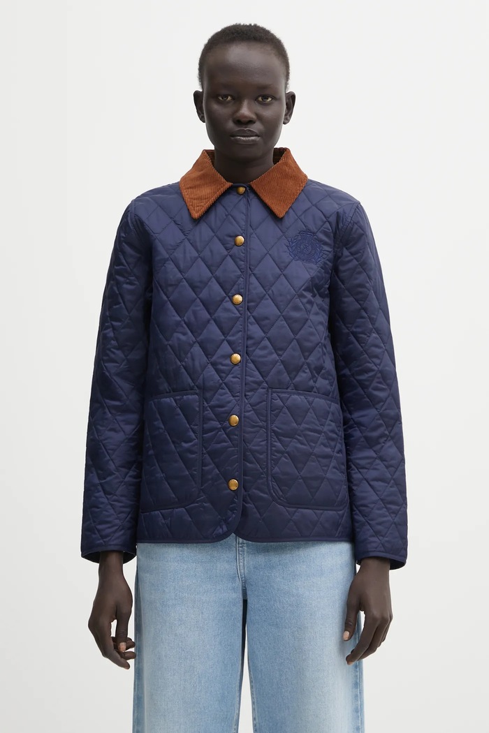 Куртка Sporty & Rich NY Crest Nylon Quilted без капюшона темно-синій JA01962243BL106