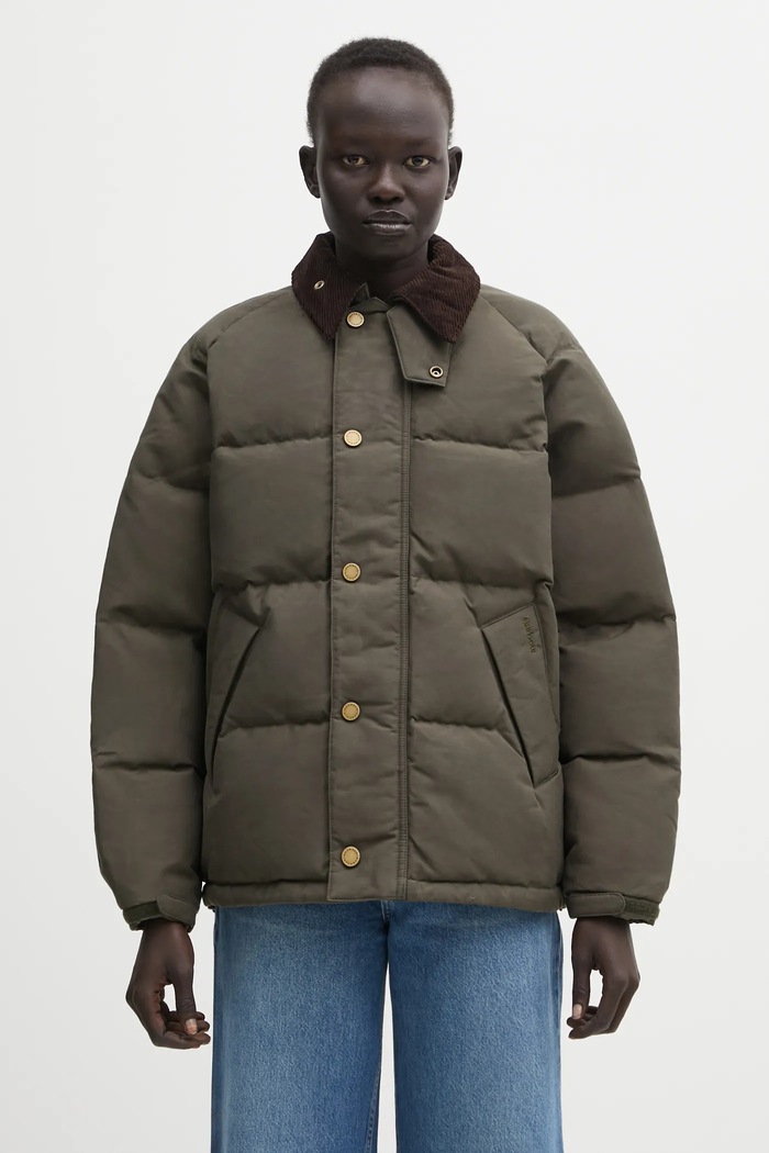 Páperová bunda Sorel Sorel x Barbour OS Transport Wax Puffer zateplené zelená A100153733