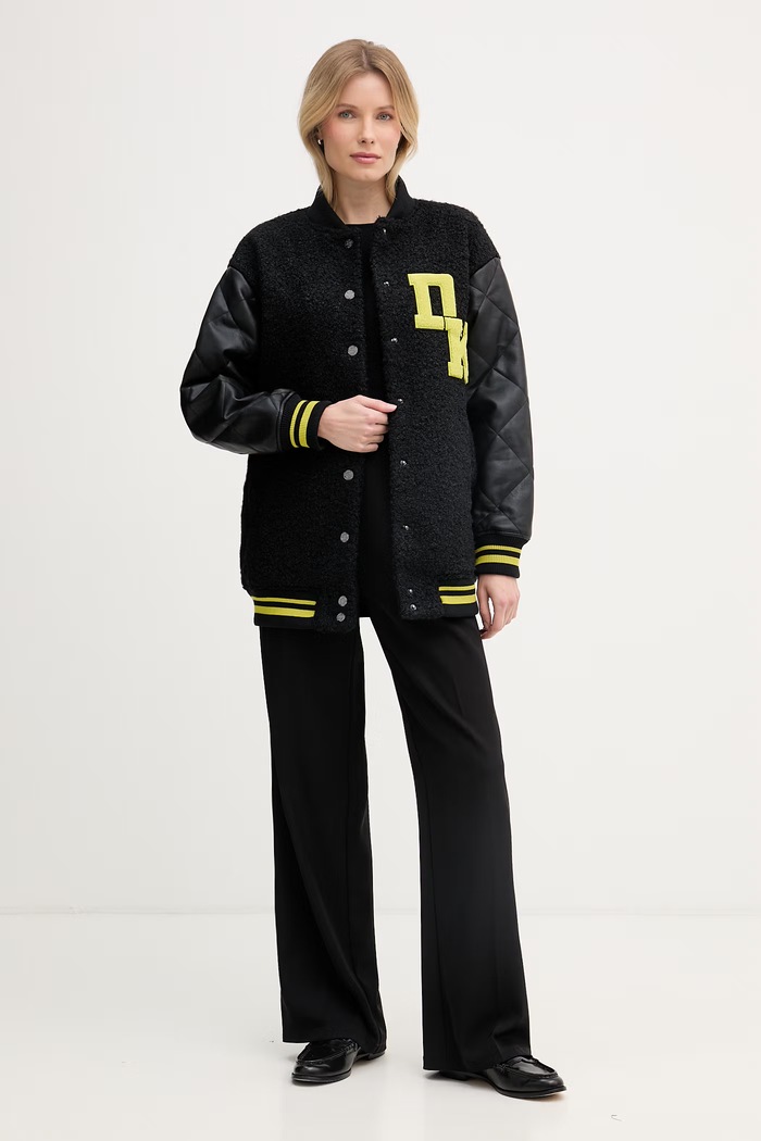 DKNY geacă varsity pentru femei P5HJ7CLD negru AW25