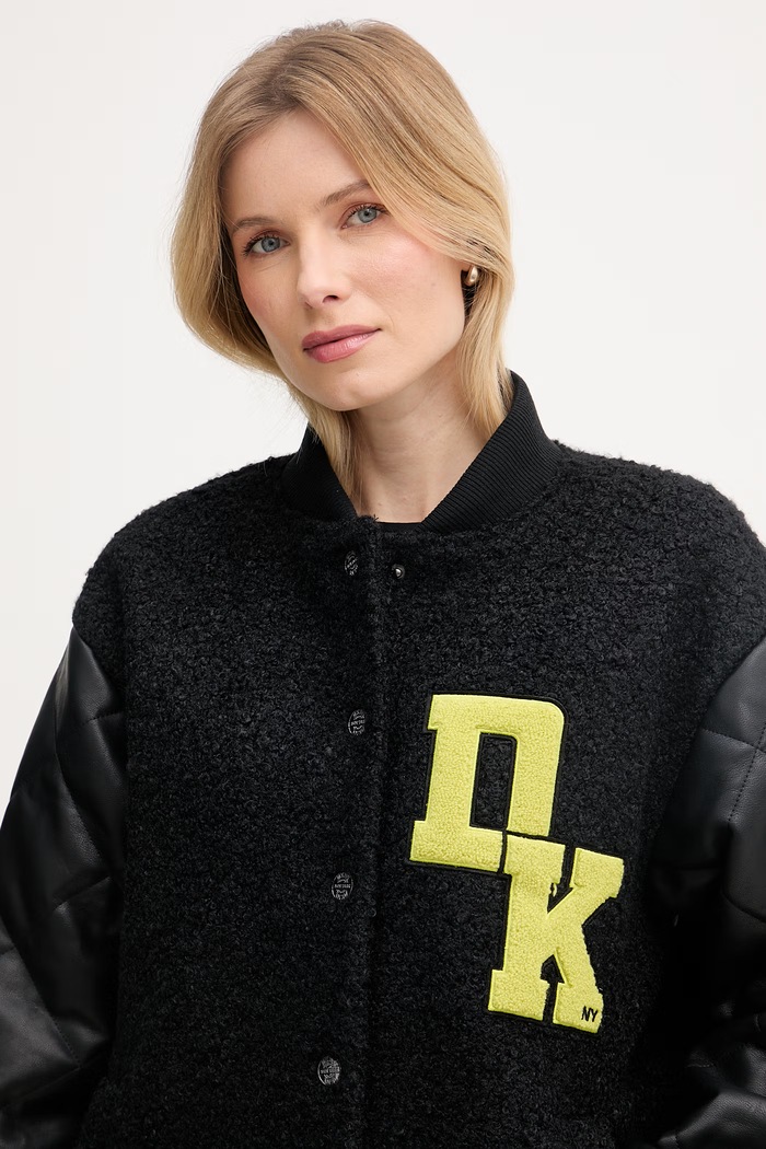 DKNY geacă varsity pentru femei negru P5HJ7CLD