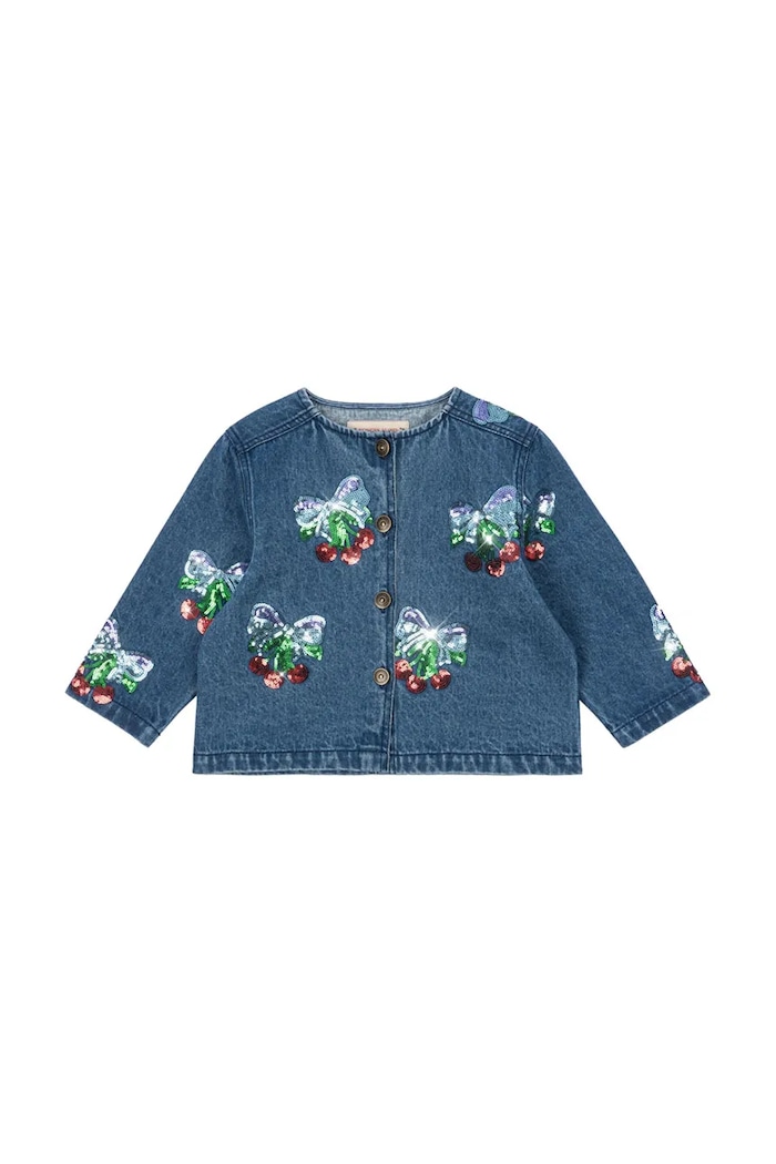 Konges Sløjd geacă de blugi pentru copii din bumbac MAGOT SEQUIN DENIM JACKET GOTS KS103890.9BYA bleumarin AW25