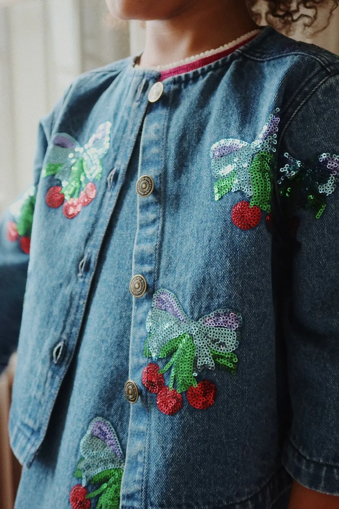Konges Sløjd geacă de blugi pentru copii din bumbac MAGOT SEQUIN DENIM JACKET GOTS KS103890.9BYA