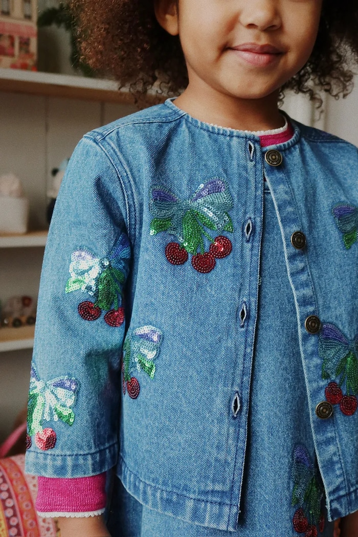 Konges Sløjd geacă de blugi pentru copii din bumbac MAGOT SEQUIN DENIM JACKET GOTS KS103890.9BYA