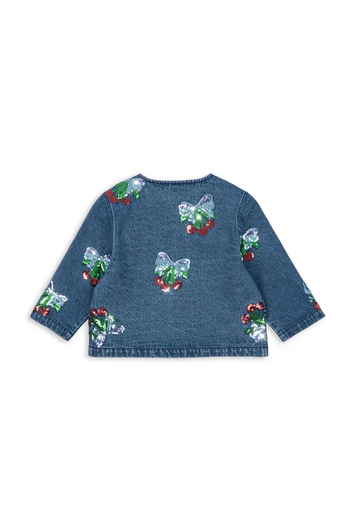 Fete Konges Sløjd geacă de blugi pentru copii din bumbac MAGOT SEQUIN DENIM JACKET GOTS KS103890.9BYA bleumarin