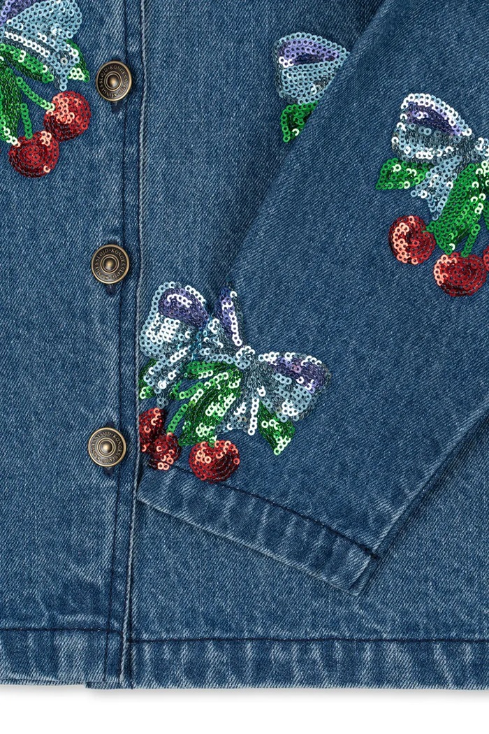 Konges Sløjd geacă de blugi pentru copii din bumbac MAGOT SEQUIN DENIM JACKET GOTS KS103890.9BYA bleumarin