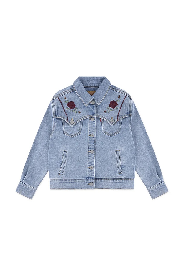 Levi's kurtka dziecięca OVERSIZED WESTERN TRUCKER bez kaptura niebieski 3EN567