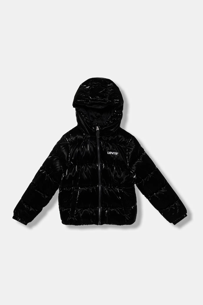 Dětská bunda Levi's SHINY HVWT PUFFER s podšívkou černá 4EN640