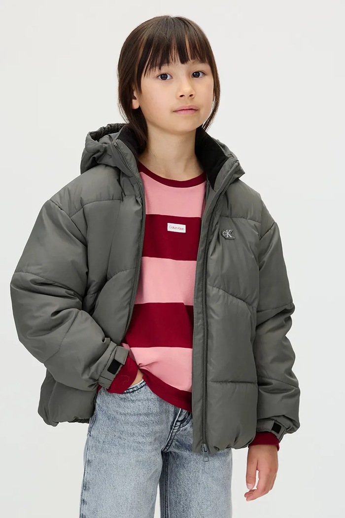 Detská bunda Calvin Klein Jeans jemné zateplenie sivá IG0IG02056.9BYA