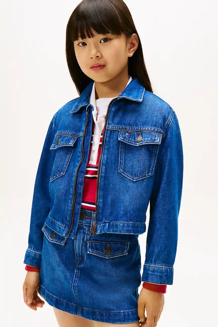 Παιδικό τζιν μπουφάν Tommy Hilfiger χωρίς κουκούλα μπλε KG0KG09002.9BYA