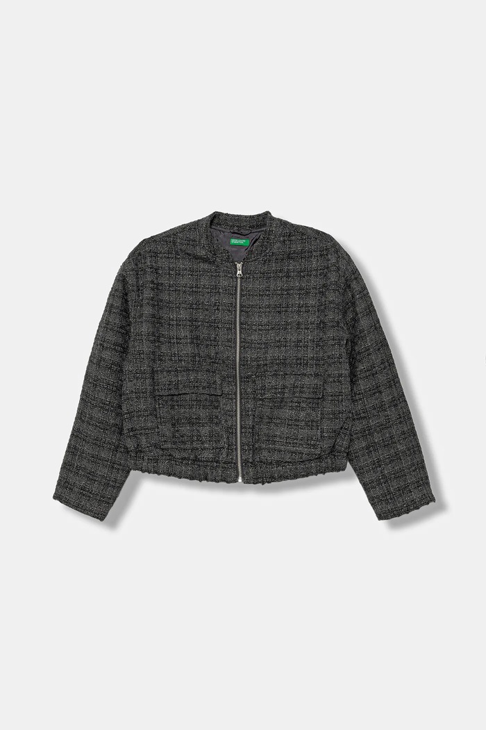 Dětská bunda s vlnou United Colors of Benetton bez kapuce šedá 2SHECN06K.G.seasonal