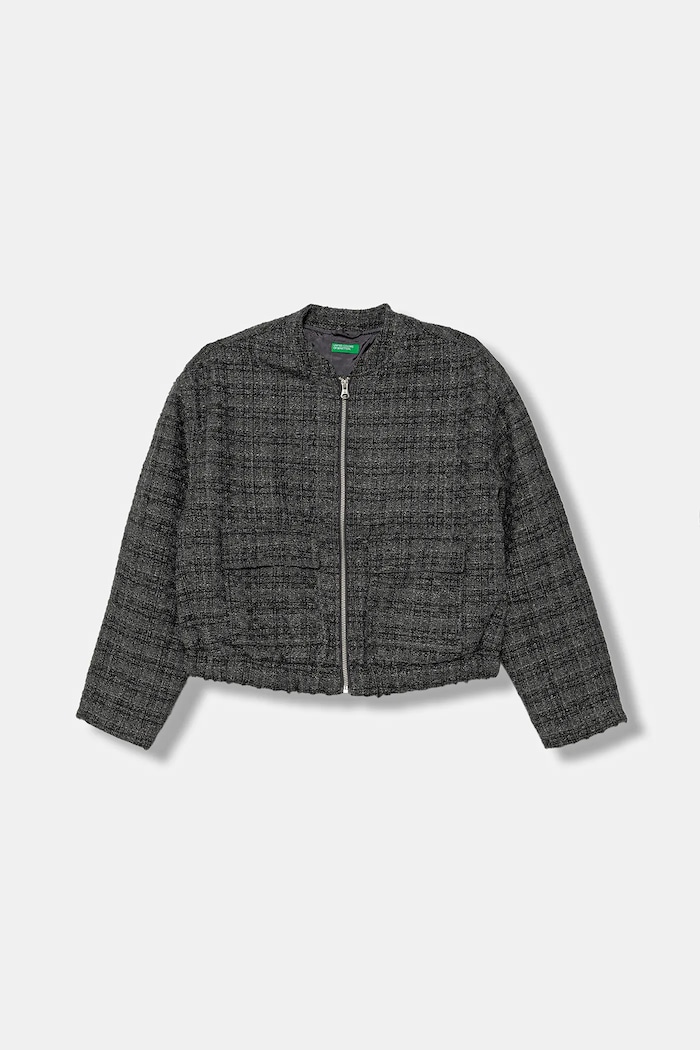 Dětská bunda s vlnou United Colors of Benetton bez kapuce šedá 2SHECN06K.G.seasonal