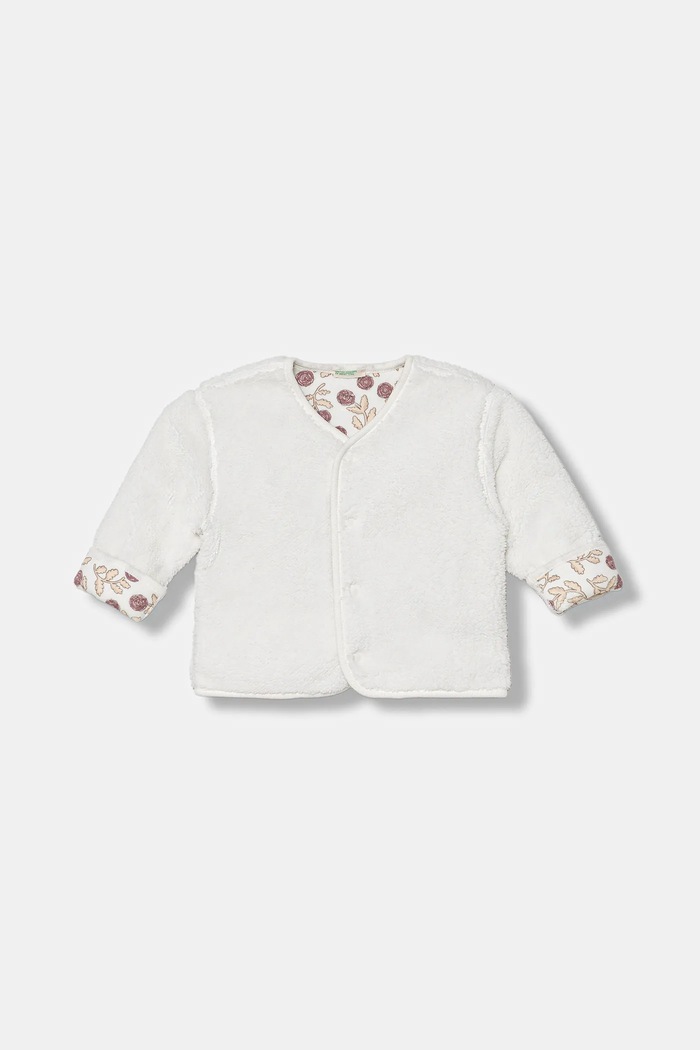 Detská fleecová mikina United Colors of Benetton bez kapucne biela 3EKNA501R.G.W.Seasonal