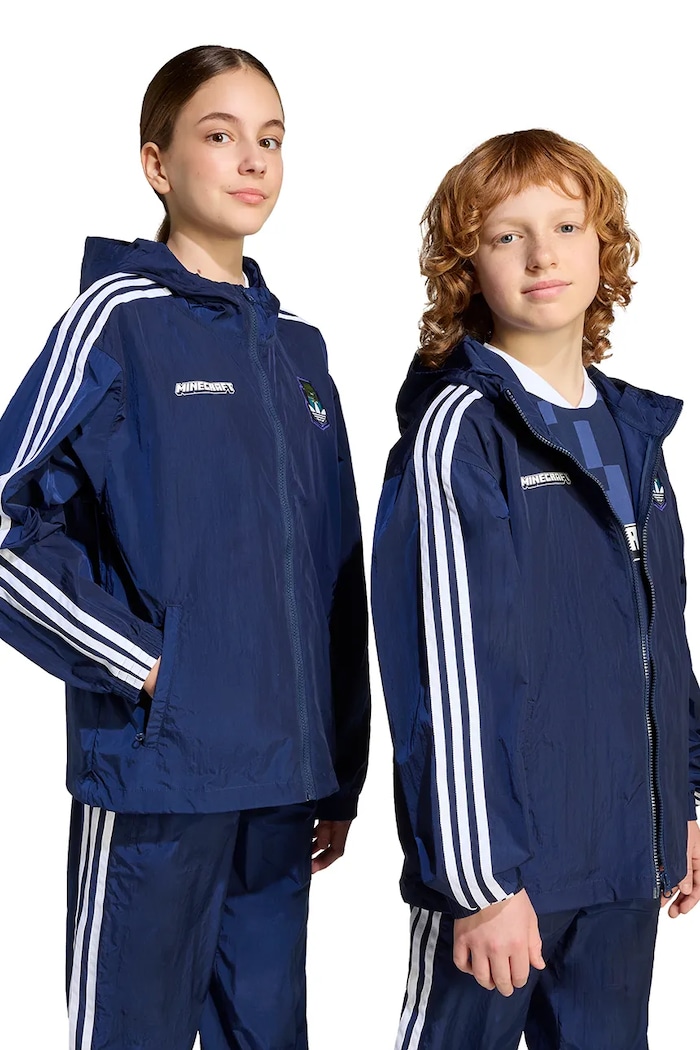 Detská bunda adidas Originals MINECRAFT nezateplené tmavomodrá KD9835