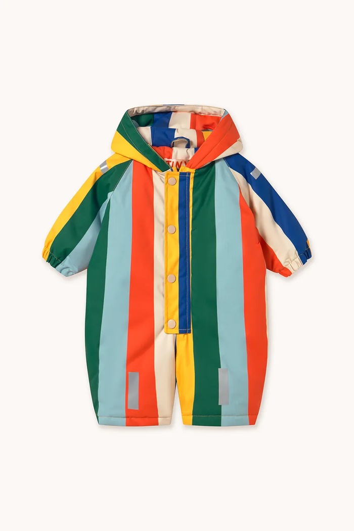 Tinycottons combinezon bebe MULTICOLOR STRIPES SNOW ONE-PIECE cu captuseala multicolor AW25.034