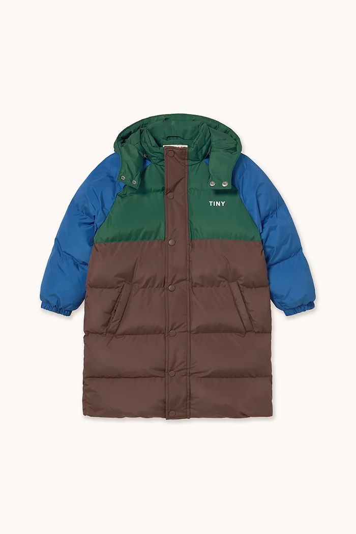 Παιδικό μπουφάν Tinycottons COLOR BLOCK PADDED JACKET AW25.141 καφέ AW25