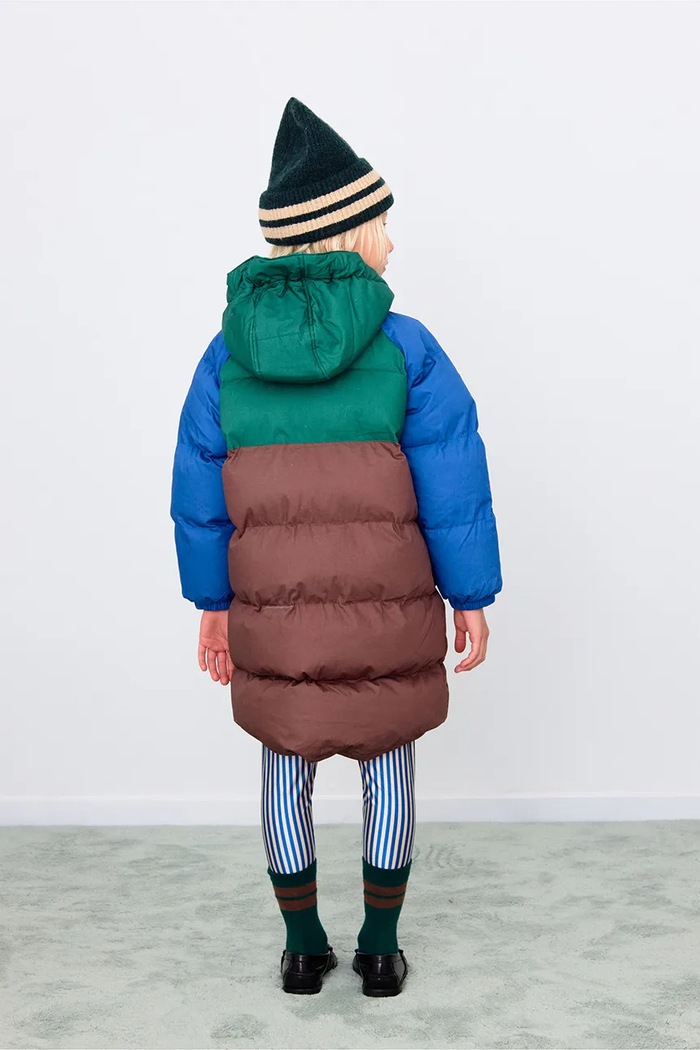 Παιδικό μπουφάν Tinycottons COLOR BLOCK PADDED JACKET καφέ AW25.141