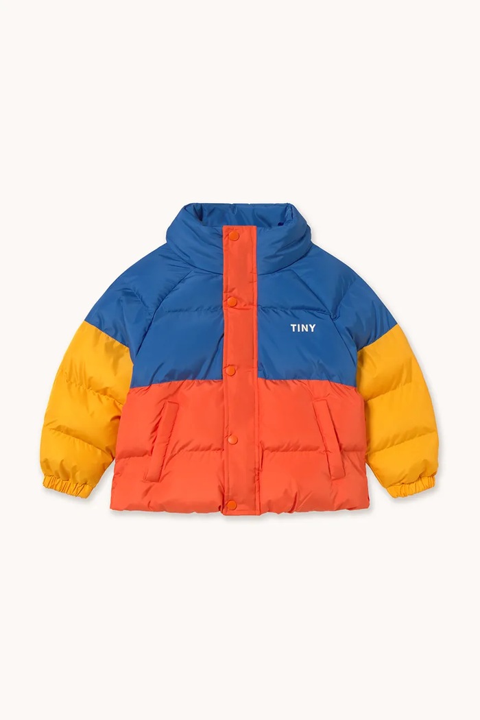 Παιδικό μπουφάν Tinycottons COLOR BLOCK SHORT PADDED JACKET AW25.142 πορτοκαλί AW25