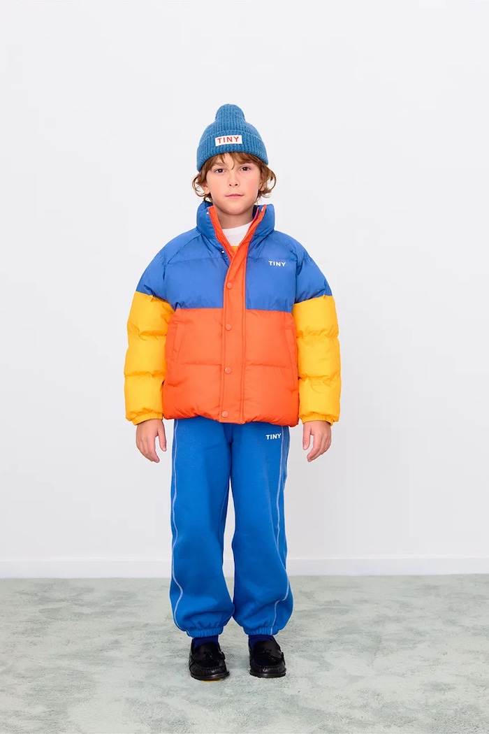 Παιδικό μπουφάν Tinycottons COLOR BLOCK SHORT PADDED JACKET πορτοκαλί AW25.142