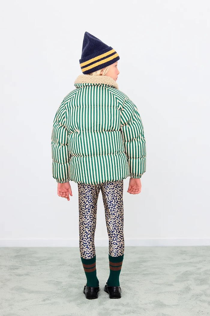Tinycottons kurtka dziecięca GREEN STRIPES PADDED JACKET AW25.143 zielony