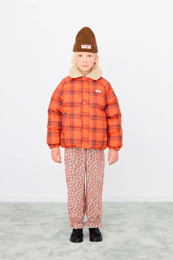 Παιδικό μπουφάν Tinycottons CHECK PADDED JACKET πορτοκαλί AW25.145