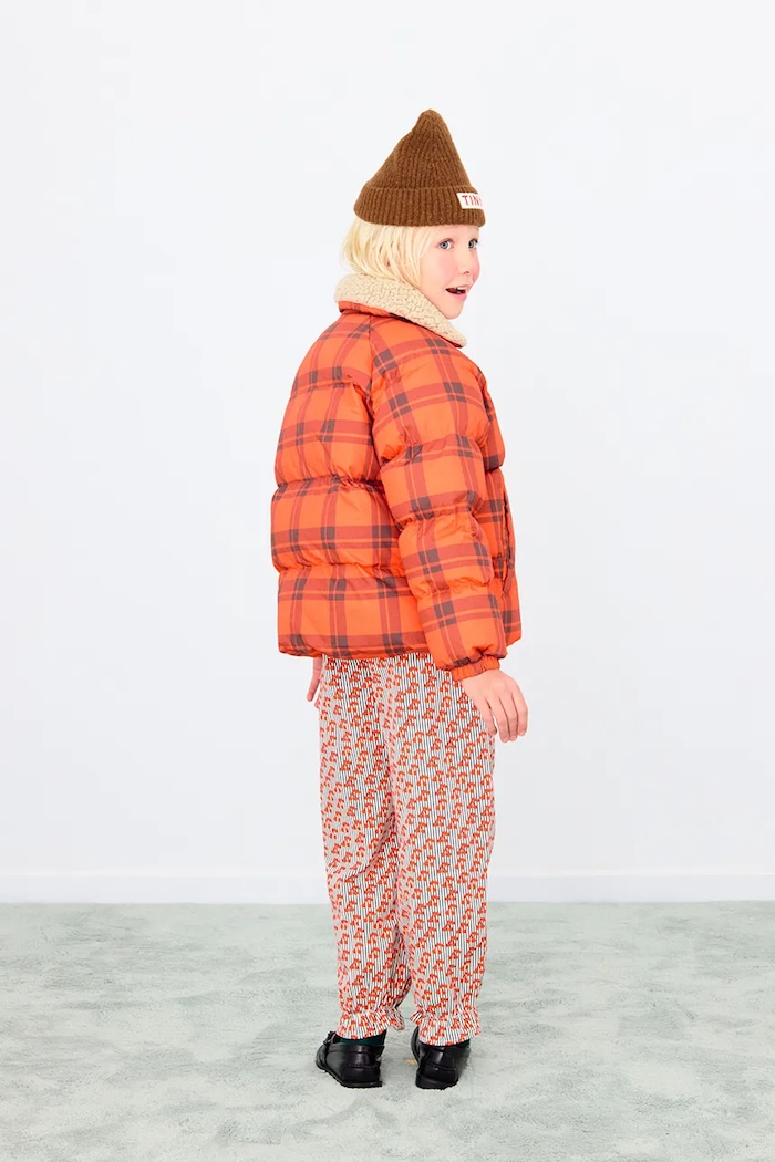 Παιδικό μπουφάν Tinycottons CHECK PADDED JACKET AW25.145 πορτοκαλί