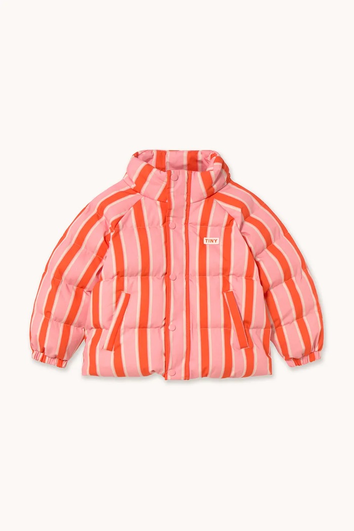 Παιδικό μπουφάν Tinycottons RETRO STRIPES SHORT PADDED JACKET AW25.147 ροζ AW25