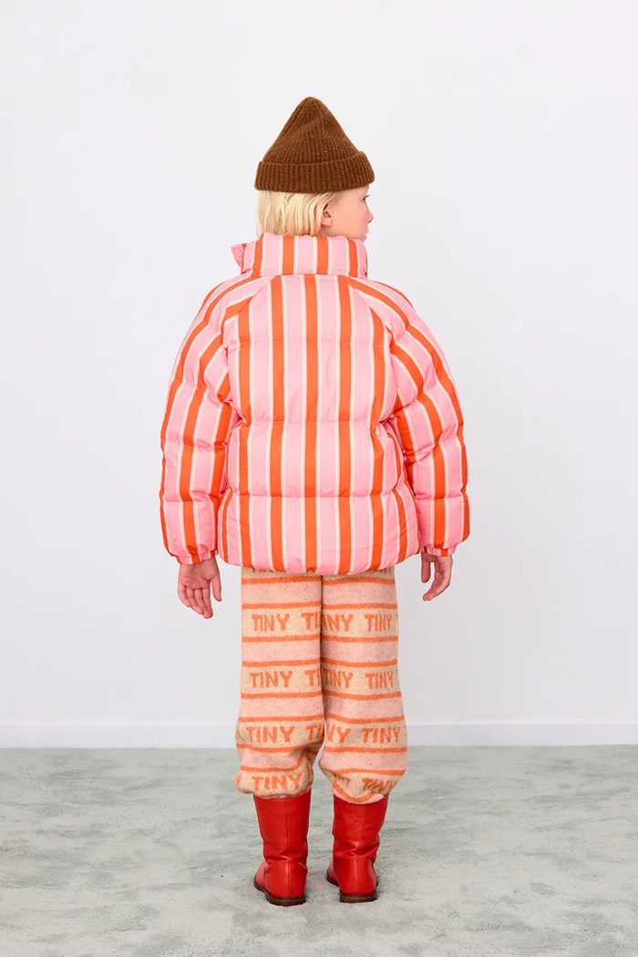 Παιδικό μπουφάν Tinycottons RETRO STRIPES SHORT PADDED JACKET ροζ AW25.147