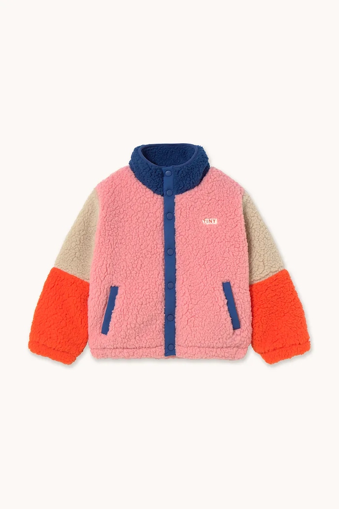 Παιδικό μπουφάν Tinycottons COLOR BLOCK POLAR SHERPA JACKET AW25.360 σκούρο μπλε AW25