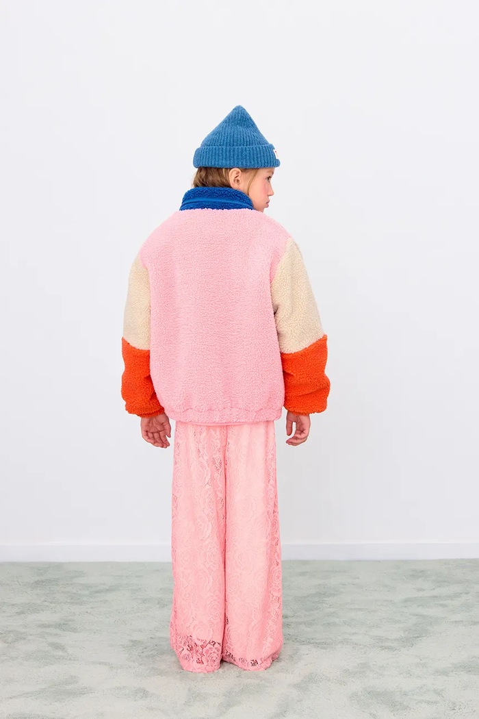 Παιδικό μπουφάν Tinycottons COLOR BLOCK POLAR SHERPA JACKET σκούρο μπλε AW25.360