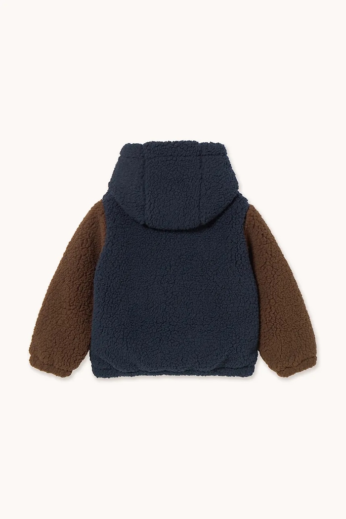 Băieți Tinycottons geacă copii COLOR BLOCK POLAR SHERPA HOODIE AW25.362 bleumarin