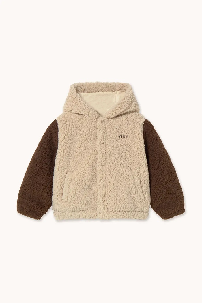 Παιδικό μπουφάν Tinycottons COLOR BLOCK POLAR SHERPA HOODIE AW25.362 μπεζ AW25