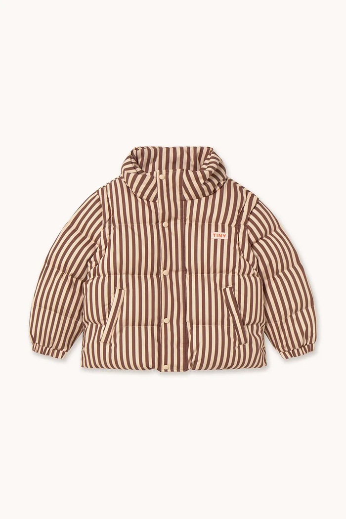 Παιδικό βαμβακερό μπουφάν Tinycottons STRIPES SHORT PADDED JACKET AW25.484 ροζ AW25