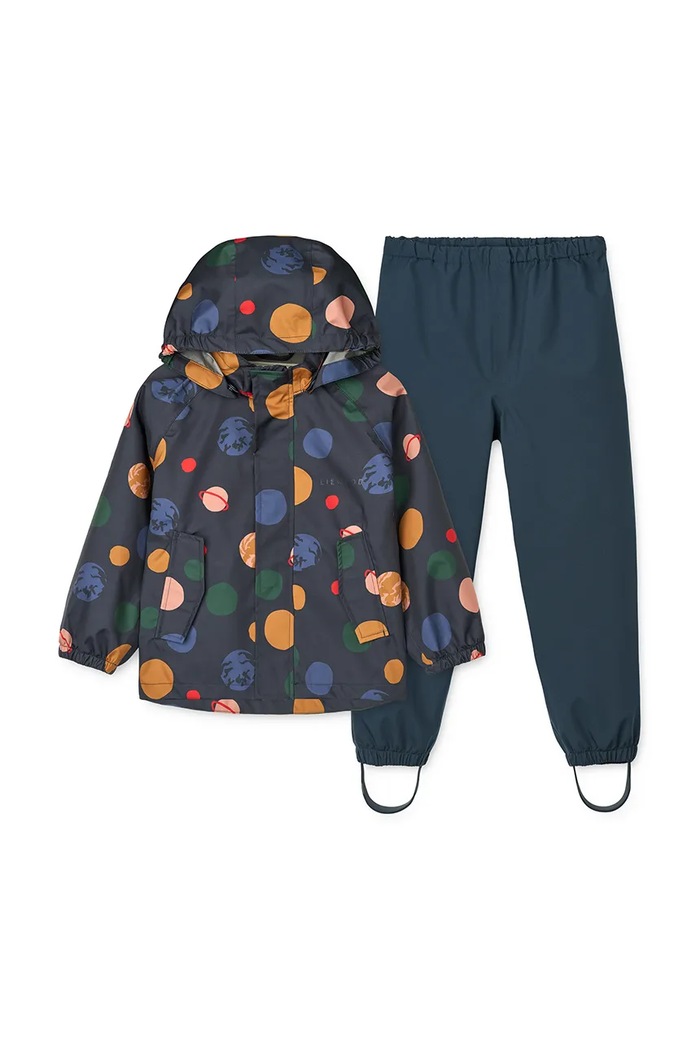 Παιδικό μπουφάν και παντελόνι Liewood Pedia Rainwear Set LW19909.9BYA σκούρο μπλε AW25
